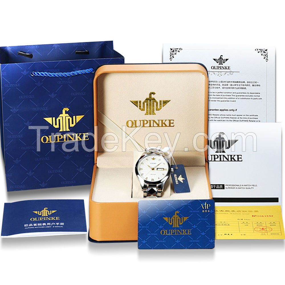 Oupinke 3181OEM  High Quality Custom Color Logo Packing Men Wrist Luxury Brand Automatic Self Wind Male Business Skeleton Watch