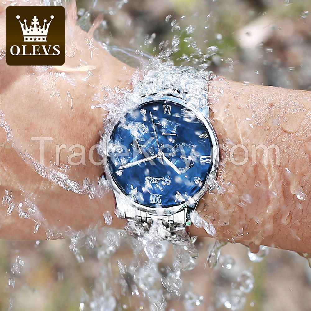 Men Luxury Watch OLEVS Brand Quartz  Fashion Business WristWatch OEM LOGO with Steel Band Chronograph Watch Relogio Masculino