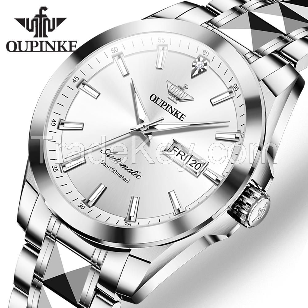 OUPINKE  3223 OEM  luxury brand customize logo fashion waterproof watch men automatic mechanical