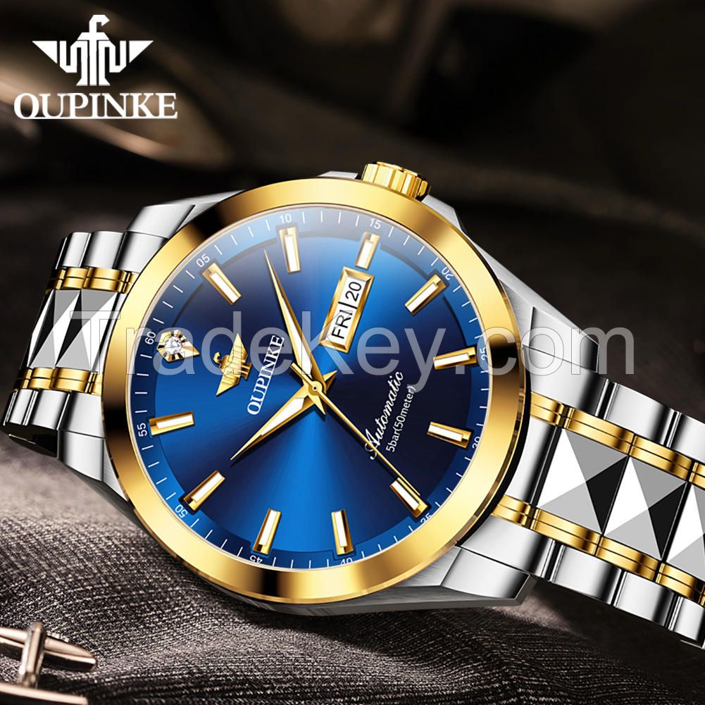 OUPINKE  3223 OEM  luxury brand customize logo fashion waterproof watch men automatic mechanical