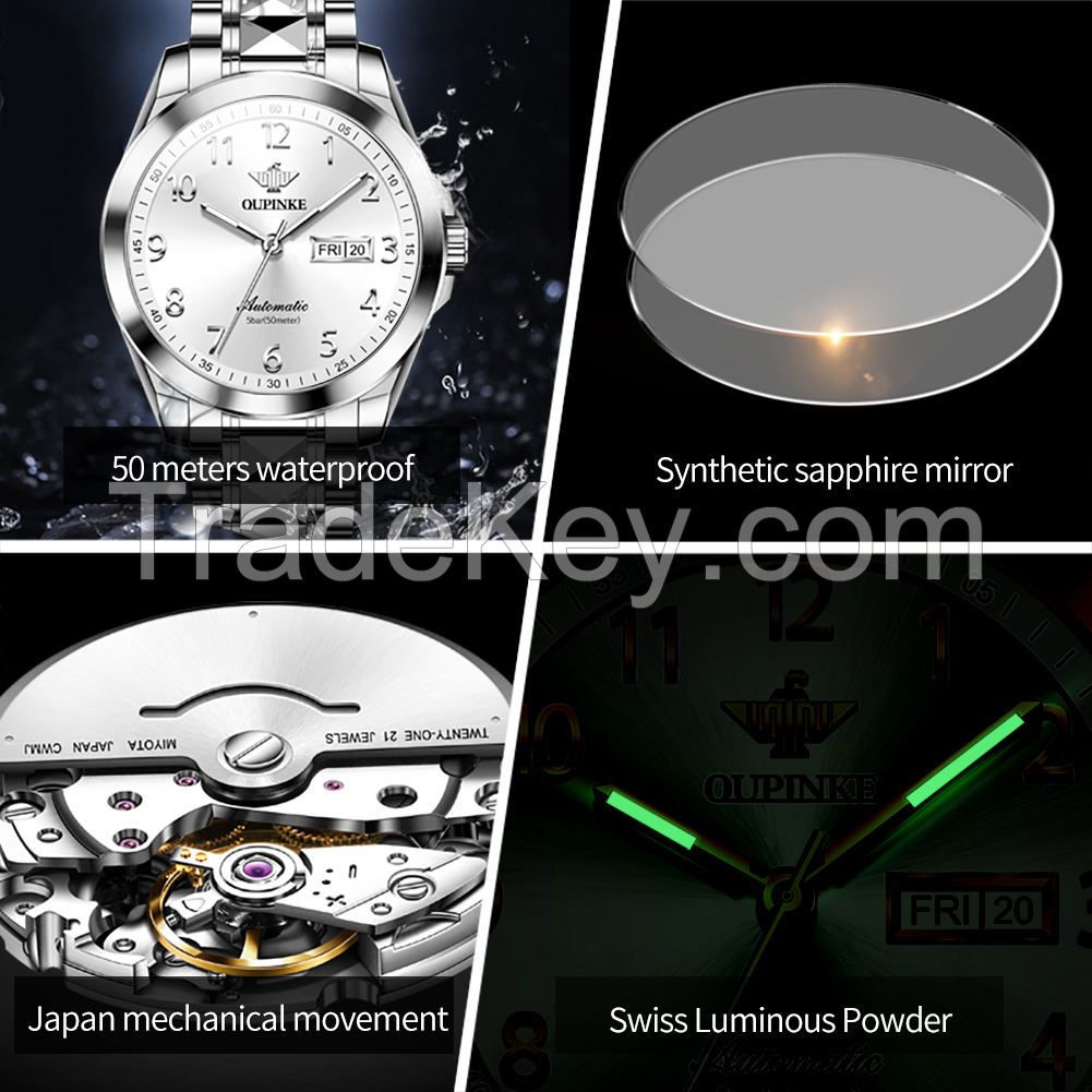 OUPINKE 3228  Top Brand Luxury Customize logo fashion  Waterproof Luminous Sport Casual Watches wrist watch automatic watch