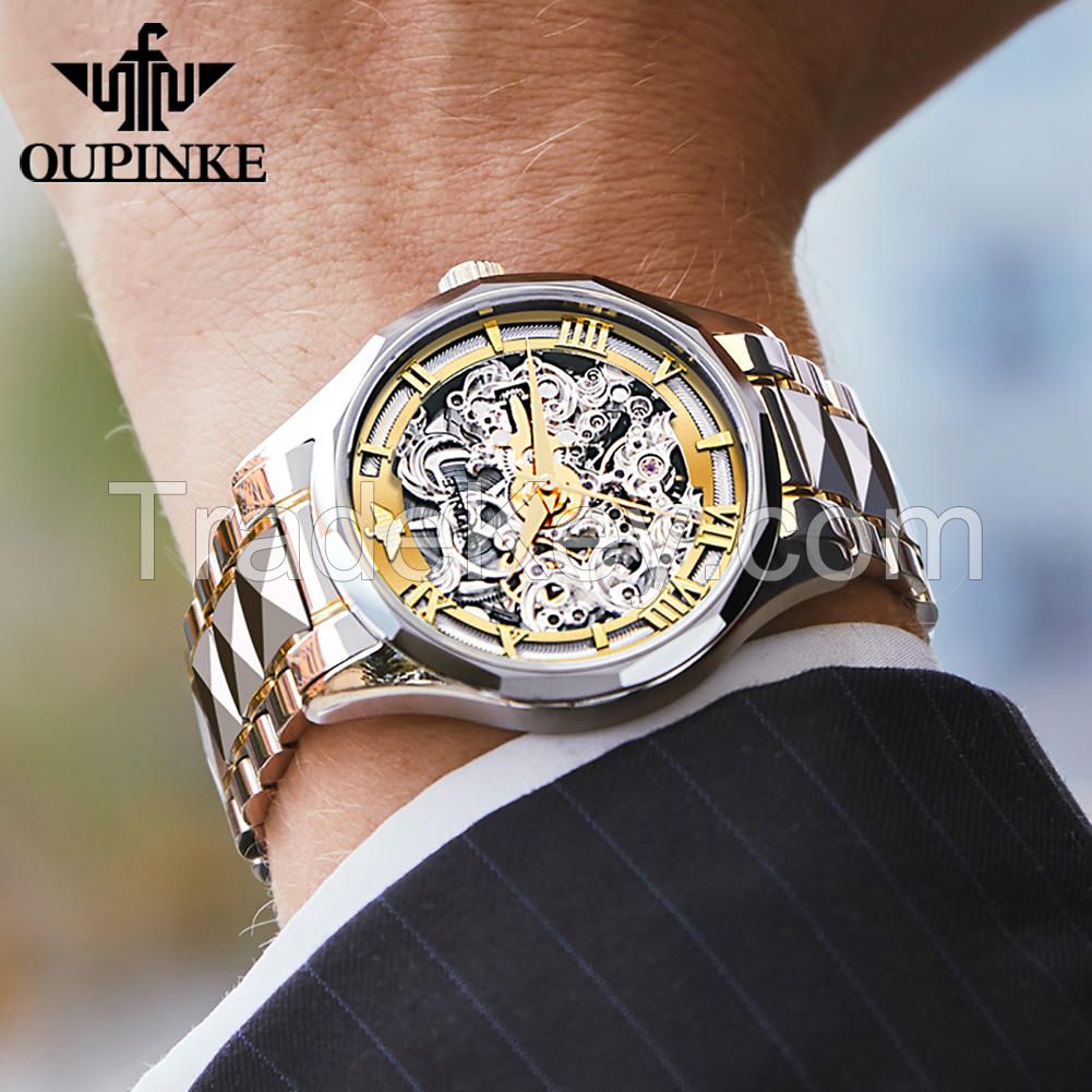 Oupinke3168 OEM HOT High Quality Men Watch Sport Luxury Men Tourbillon Business Stainless Steel Automatic Mechanical WristWatch