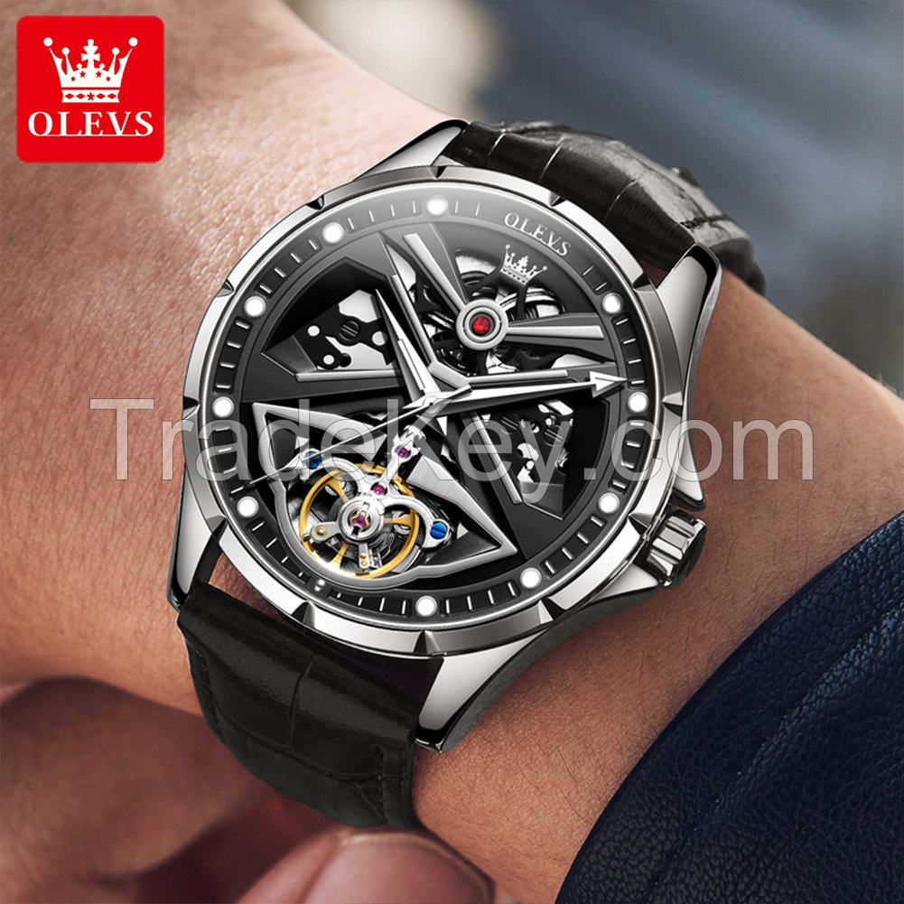 OUPINKE 3182 OEM Luminous waterproof sports Mechanical Tourbillon skeleton watches automatic men luxury