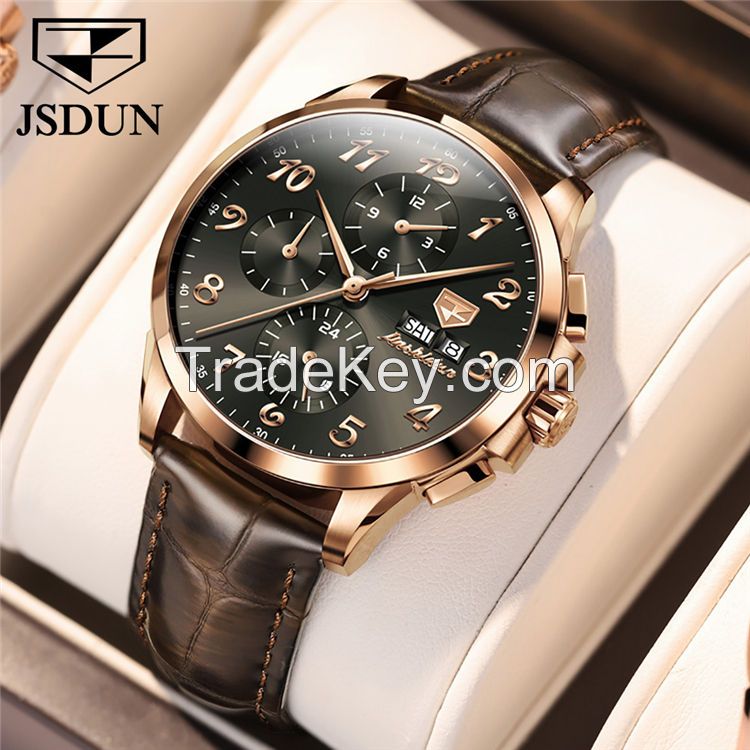 JSDUN8914 Good Quality Coated Glass Original Movement Stainless Steel  Waterproof Mechanical Wrist Watch