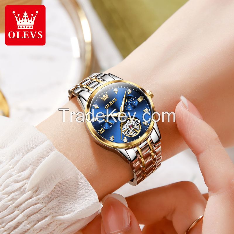 OLEVS 6608 Factory Direct Sales Mechanical Watch Fashion Business Women Stainless Steel Watch Mechanical Watch