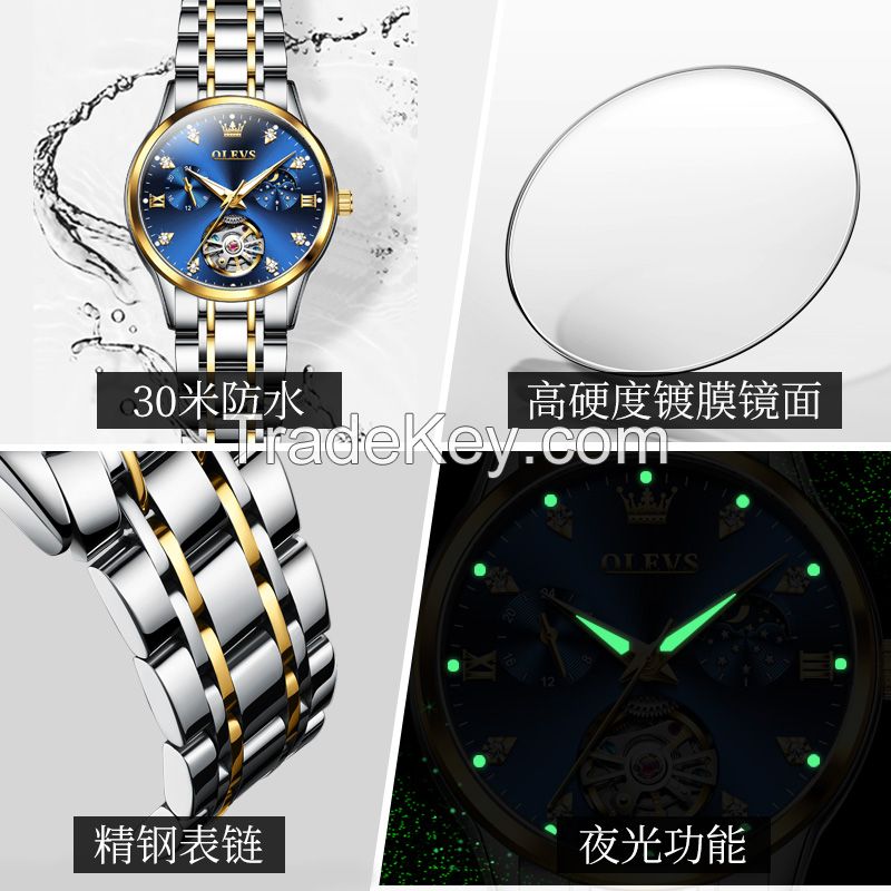 OLEVS 6608 Factory Direct Sales Mechanical Watch Fashion Business Women Stainless Steel Watch Mechanical Watch