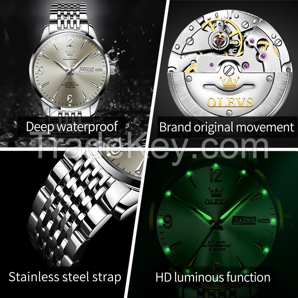 OLEVS 9928 Luxury Brands Men Mechanical Automatic Gold Dial Watches Male Steel Fashion Wrist Watches
