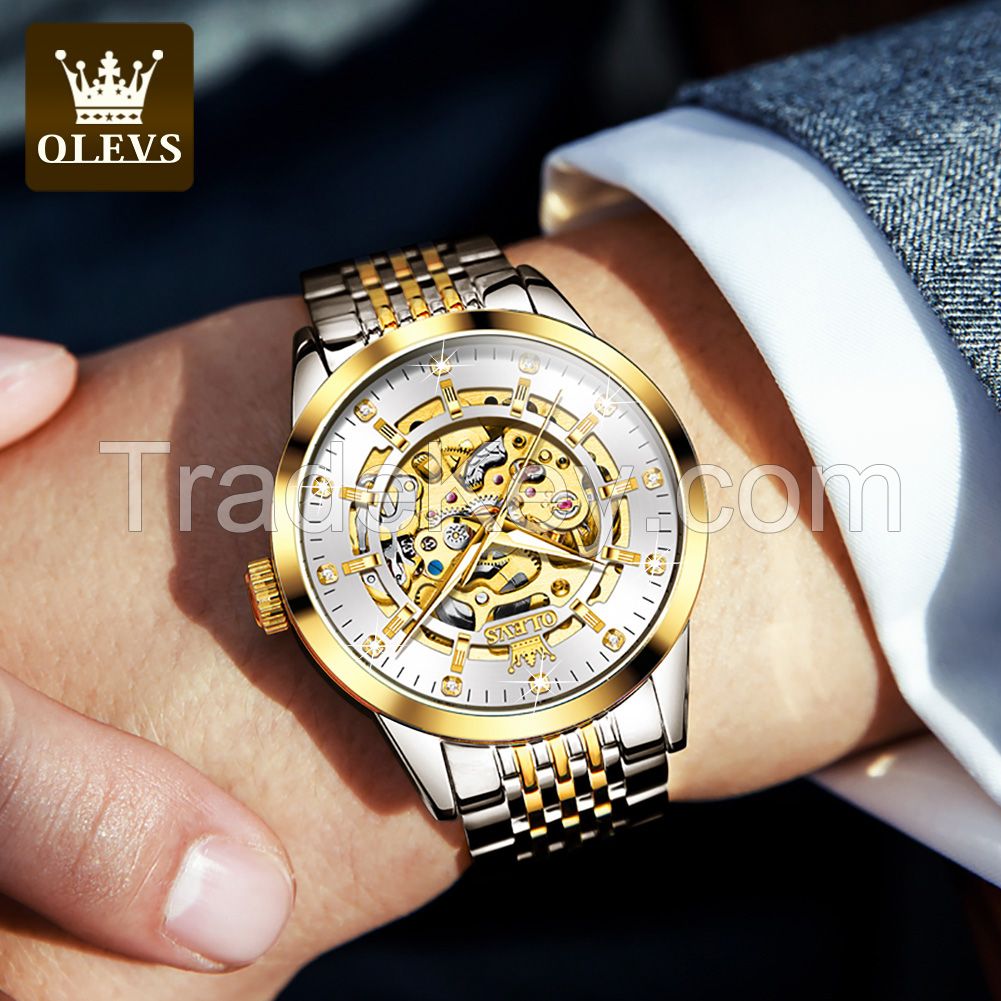 OLEVS 9920 New Hot Selling Stainless Steel Men Watch Bands Gold Wristwatch Tourbillon Fashion Automatic Mechanical Men Watches