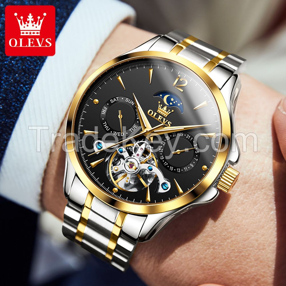 OLEVS 6663 Factory Direct Sales Hollow out Fully Automatic Mechanical Watch Waterproof and Luminous Men's Watch Male