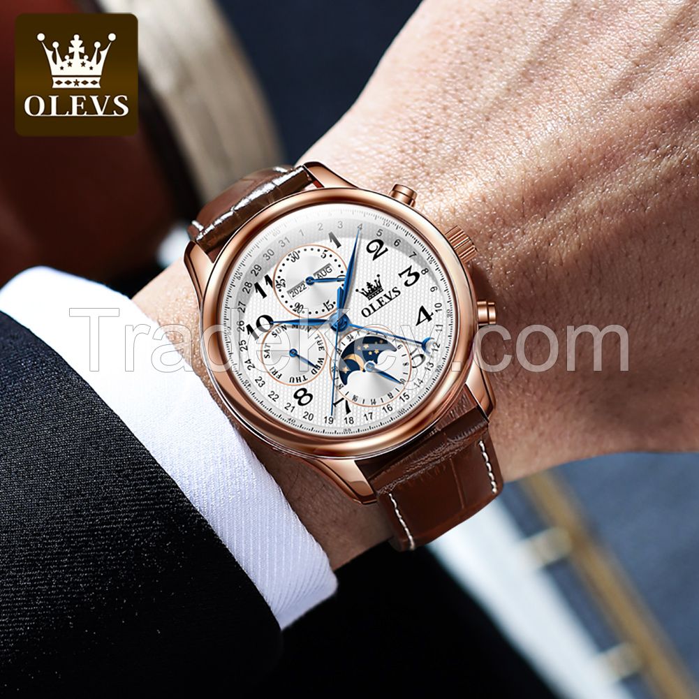 OLEVS 6667 Fashion For Men Multifunction Watch Automatic Waterproof Luminous Mechanical Luxury Watches