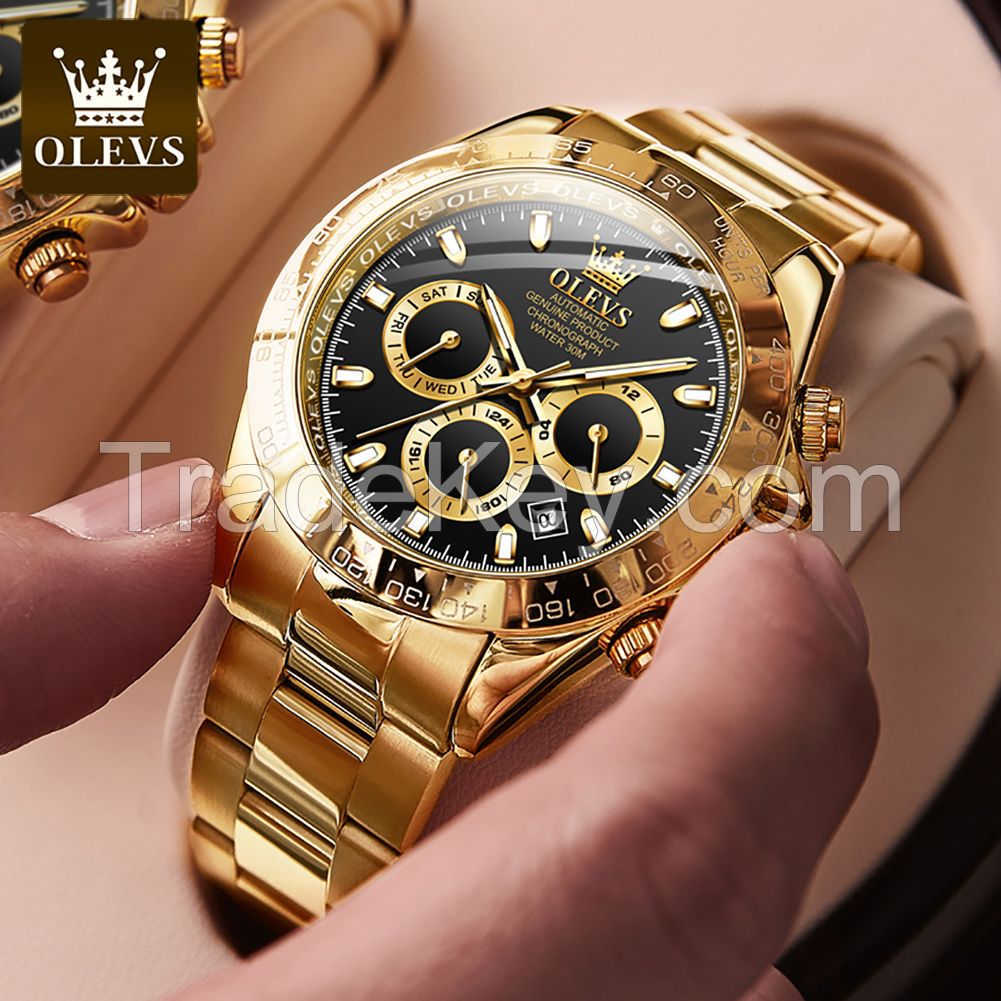 OLevs 6638 brand watch Automatic small three dial men wrist personalized waterproof Men Mechanical Watch