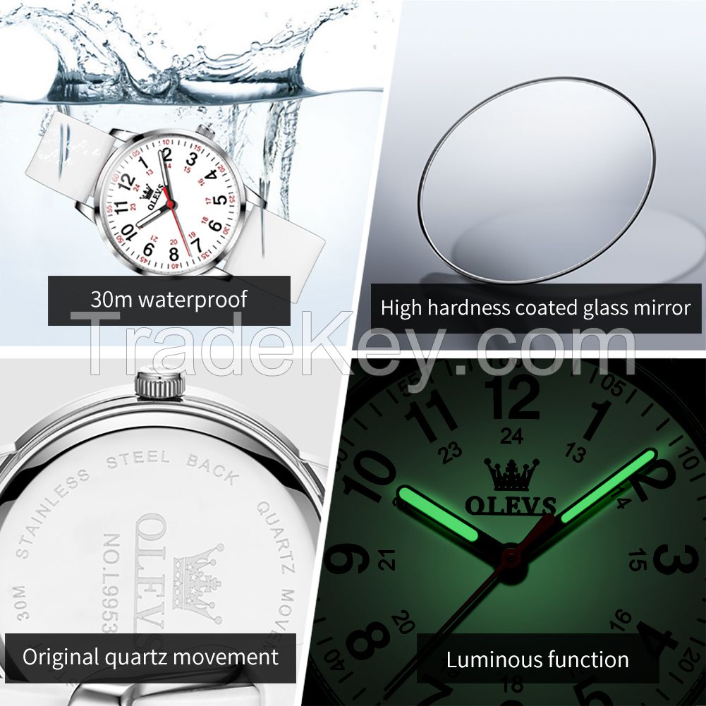 OLEVS 9953 Simple Fashion Waterproof Glow Silicone Watch Band Watch Nurse Watch Women's Watch