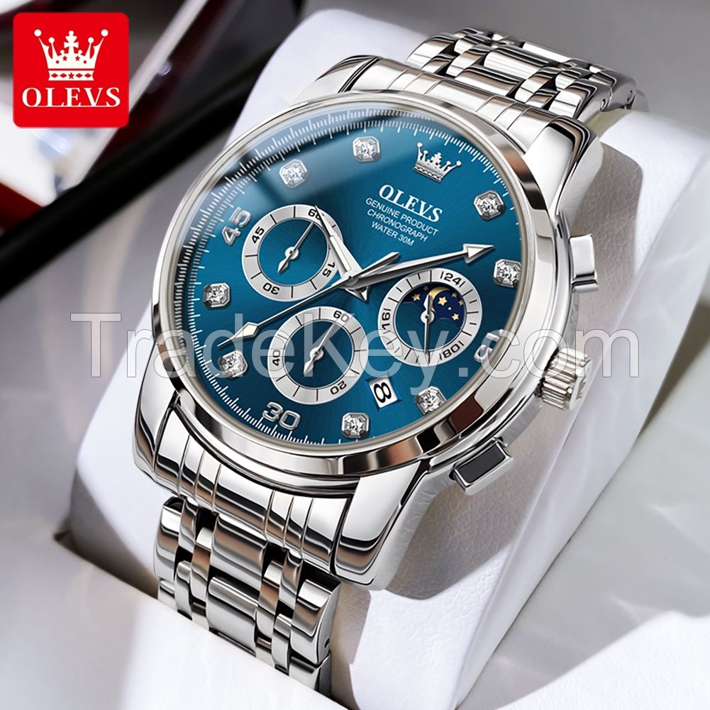 OLEVS 2889 Watch Fashion Luxury Stainless Steel back cover Band Quartz Watches For Men