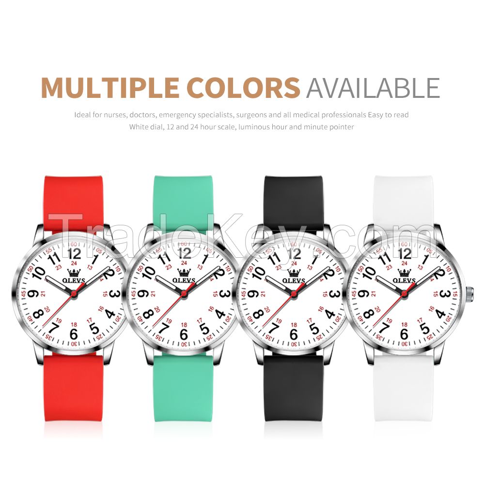OLEVS 9953 Simple Fashion Waterproof Glow Silicone Watch Band Watch Nurse Watch Women's Watch