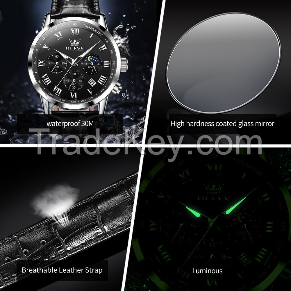 OLEVS 5529 Male Hot Sale Watches Men Wrist New Black Belt Quartz Watch Factory Man Wristwatches Clock Direct Sale