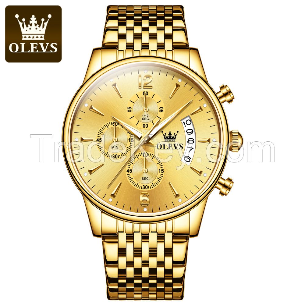 OLEVS 2867 Multifunction Waterproof Luxury Wholesale Watch Perpetual Calendar Steel Band Wrist Watch For Men