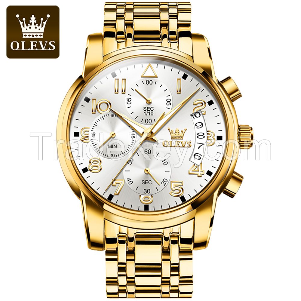 OLEVS 2879 Dropshipping Quartz Watch Stainless steel band Diamond auto date Concise business Multifunction Watch Men