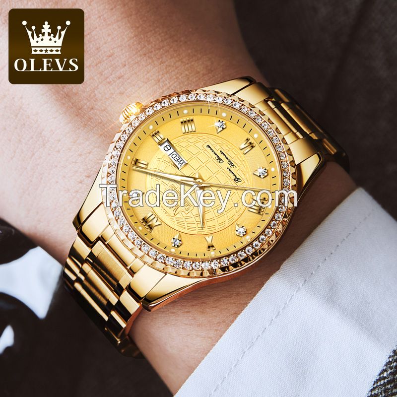 OLEVS 6616 Brand Men's Fashion Business Watch Logo Customized Men's Stainless Steel Clock Watch