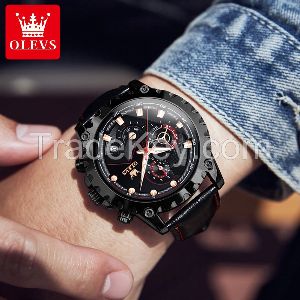 Olevs 2873 New Luxury Sports Quartz Watch Men Waterproof 3 Time Analog Clock Man Casual Wristwatches