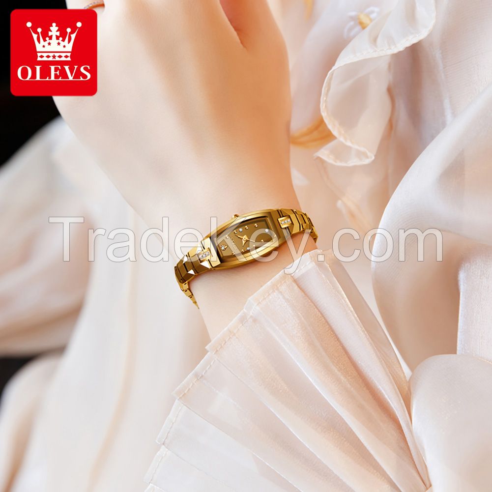 OLEVS 5501 Alloy Quartz Ladies Rose Gold Wrist Watch Waterproof 3ATM Tungsten steel color Women's Watch