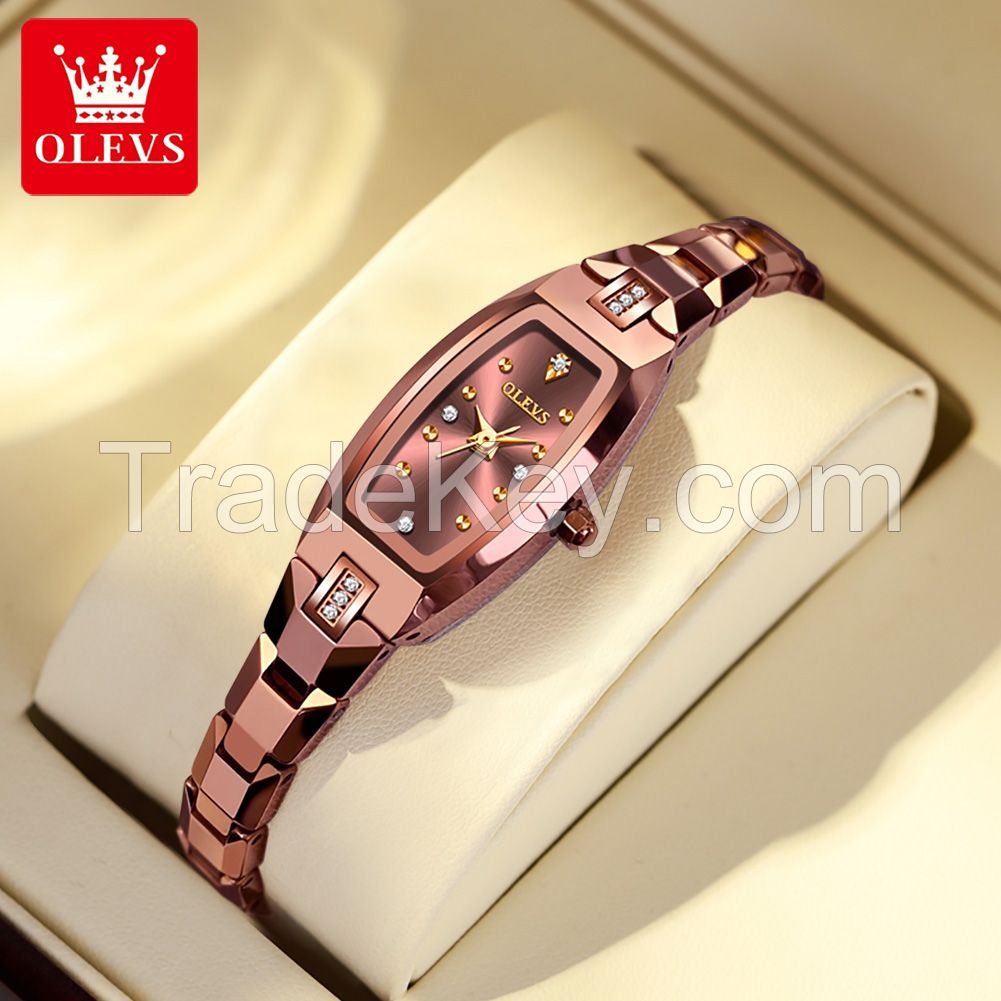 OLEVS 5501 Alloy Quartz Ladies Rose Gold Wrist Watch Waterproof 3ATM Tungsten steel color Women&amp;#039;s Watch