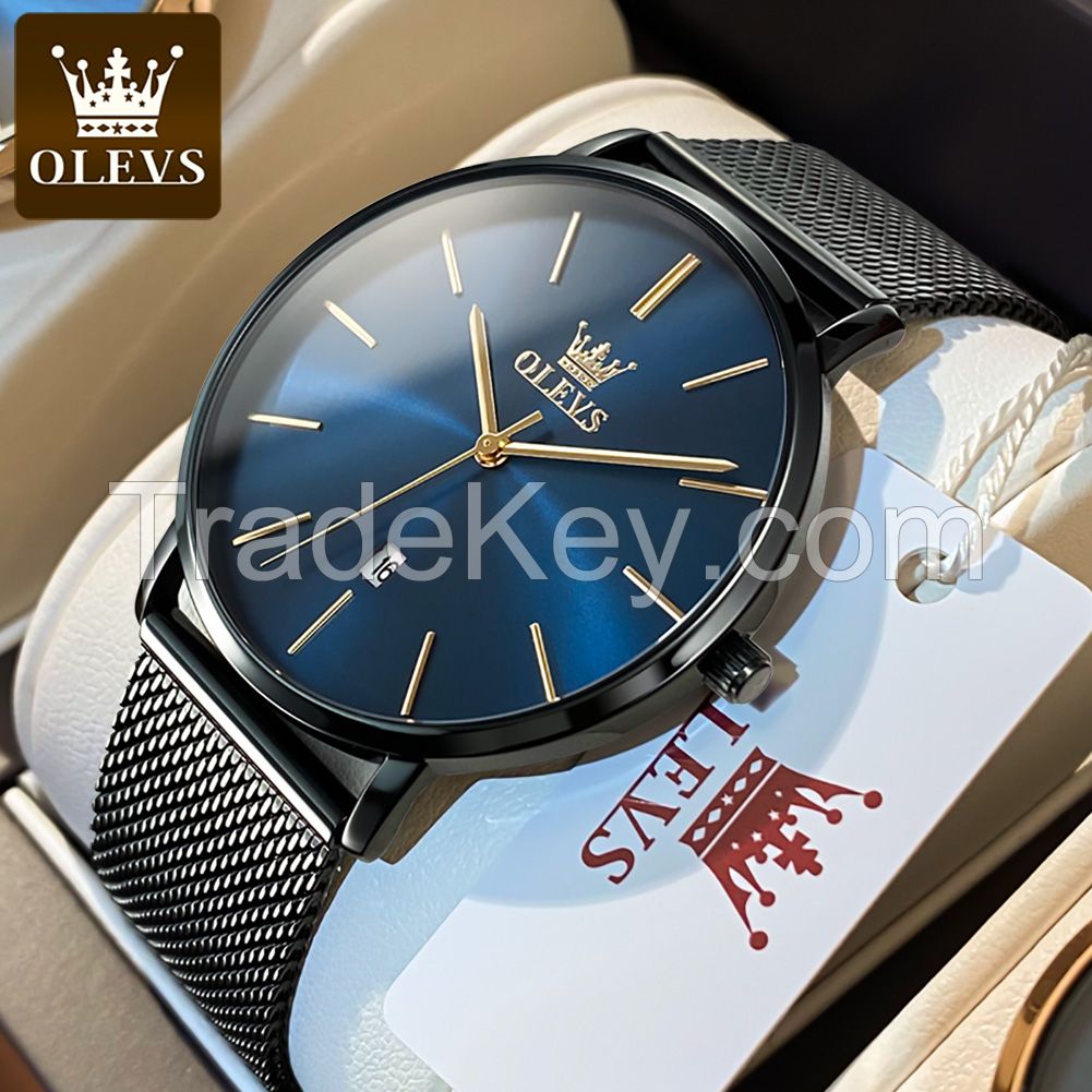 OLEVS 5869 Fashion Business Lightweight Quartz Watch Stainless Steel Milan Strap Waterproof Men's Watch