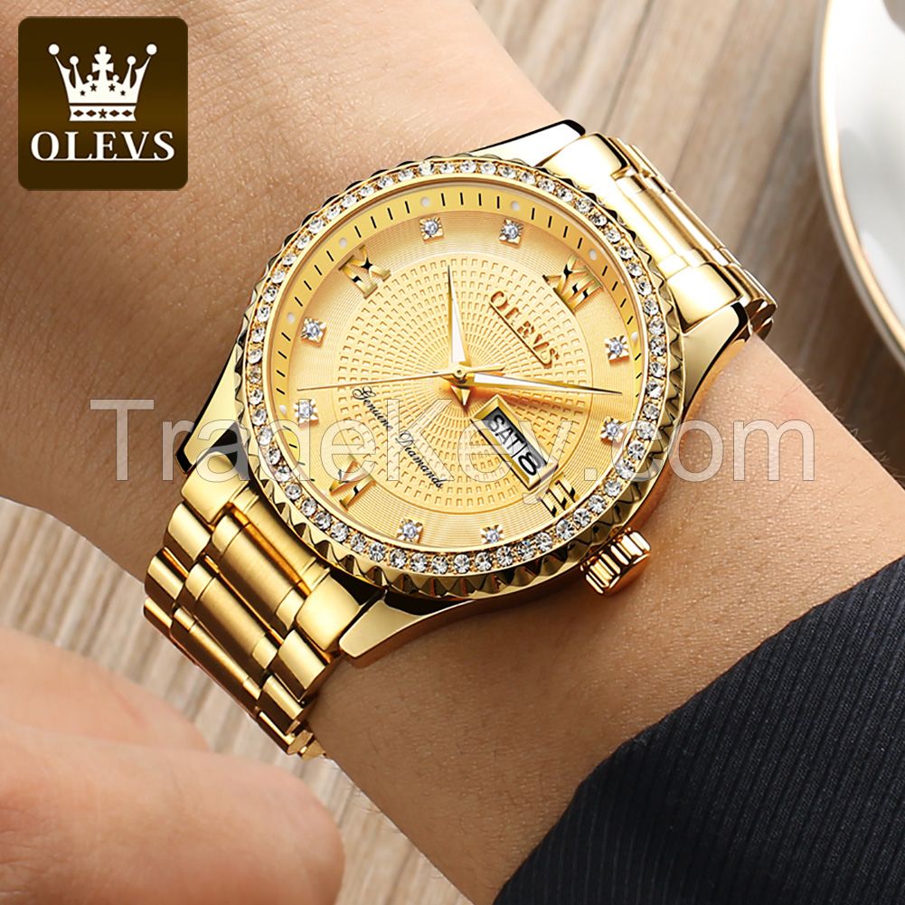OLEVS 6618 Brand  Man Fashion  Business Quartz  Watches  Stainless Steel Band Date  Power Reserve Analog Watch For Men