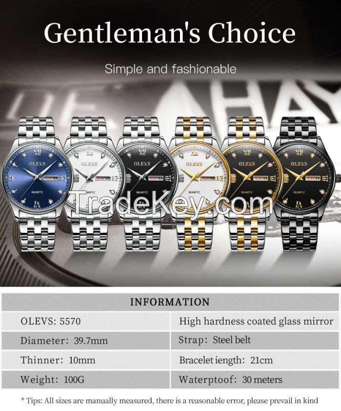 OLEVS 2858 Men Water Watch Fashion Business Stainless Steel Band Quartz Watch For Men Logo Custom Hand Clock In ShenZhen Factory