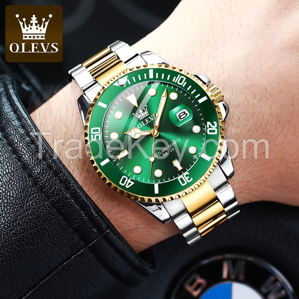 OLEVS 5885  Brand Menquartz  WristWatch  Week and Date Fashion Casual Mesh Strap Watch Boy's Alloy Case Clock