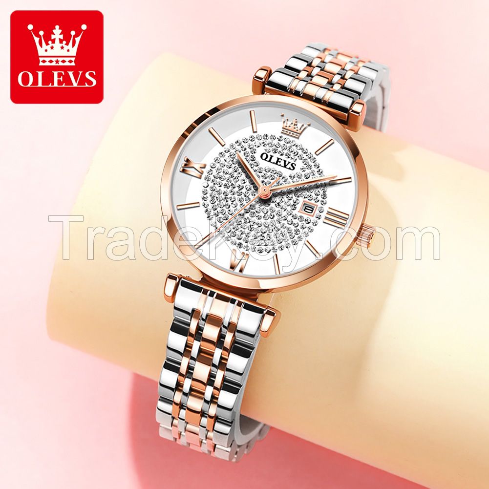 6892 OLEVS Fashion Lady Dress Gift WristWatch Minimalist Casual Business Watch For Lady Stainless Steel Power Reserve Lady Clock
