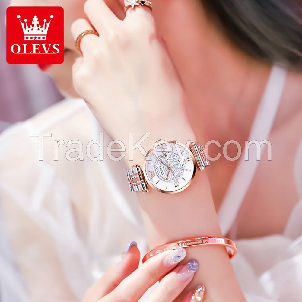 6892 OLEVS Fashion Lady Dress Gift WristWatch Minimalist Casual Business Watch For Lady Stainless Steel Power Reserve Lady Clock