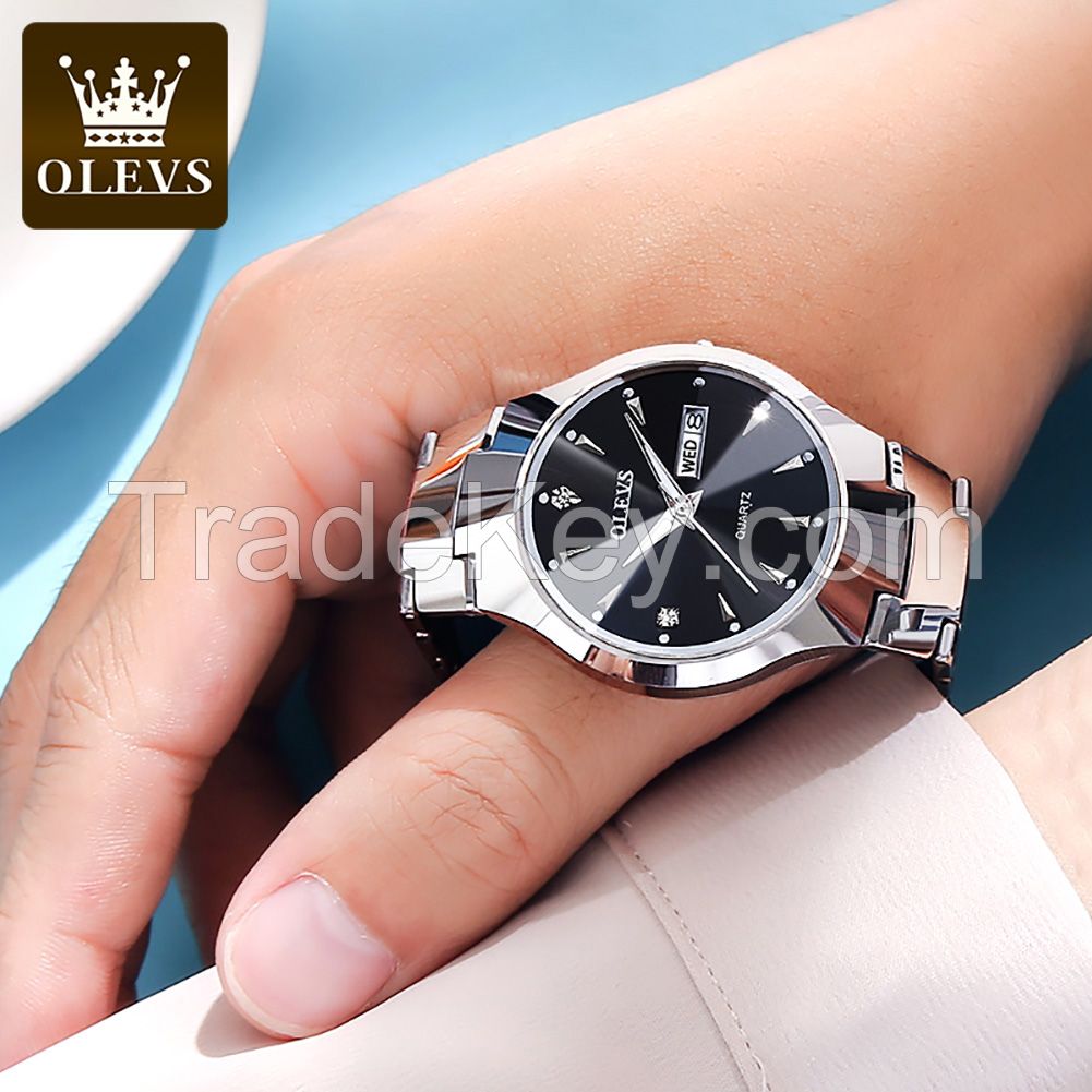 OLEVS 8697 Men's Watch Minimalist Diamond Quartz Watch Steel Band Alloy Case Date Clock Men's Watch