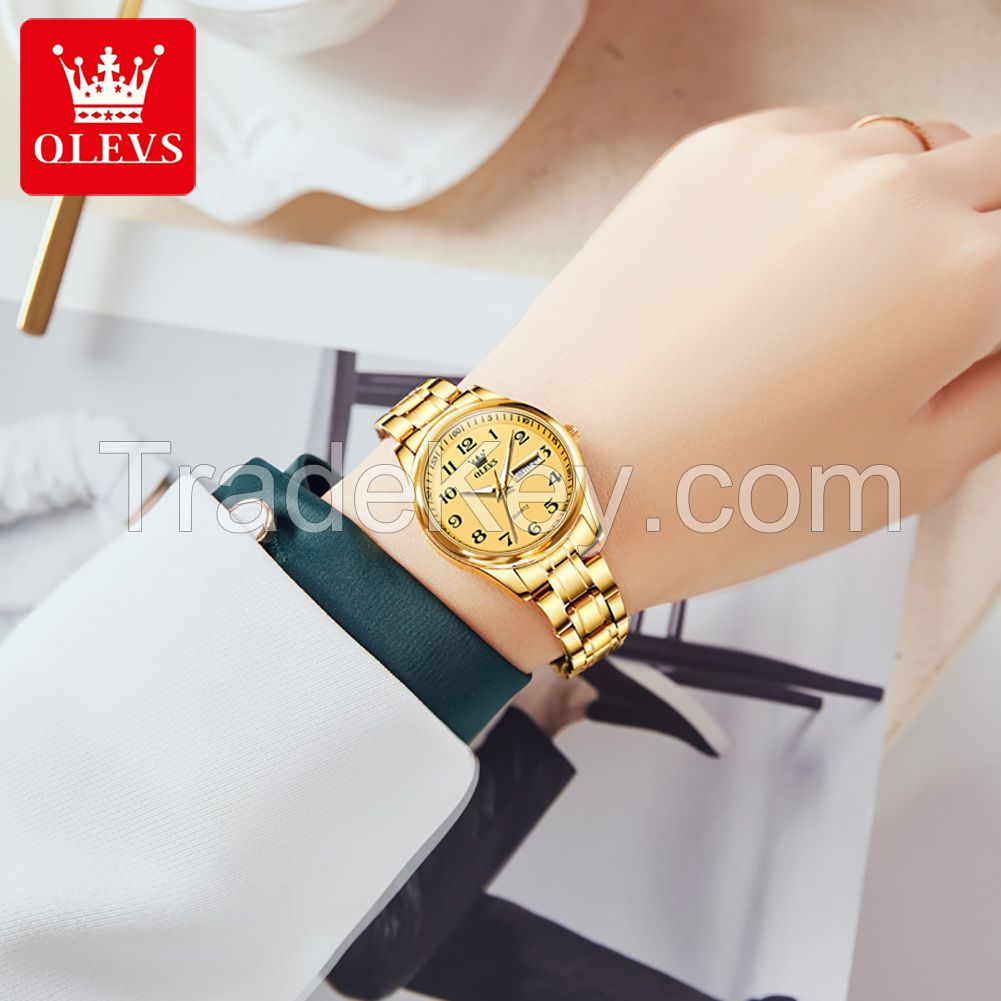 Olevs 5567 Women's Watch Luxury Brand Quartz Watch Couple Oem Logo Low Price Clock Stainless Steel Digital Date Clock