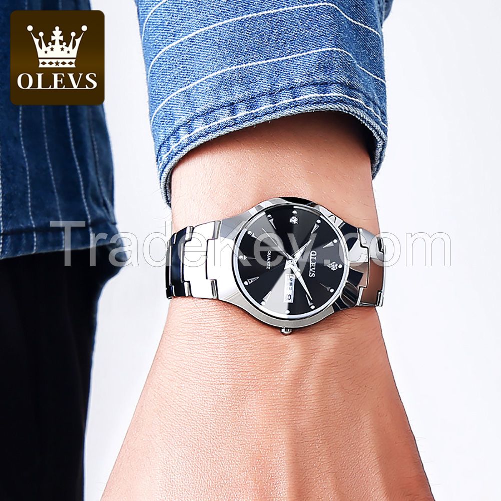 OLEVS 8697 Men's Watch Minimalist Diamond Quartz Watch Steel Band Alloy Case Date Clock Men's Watch