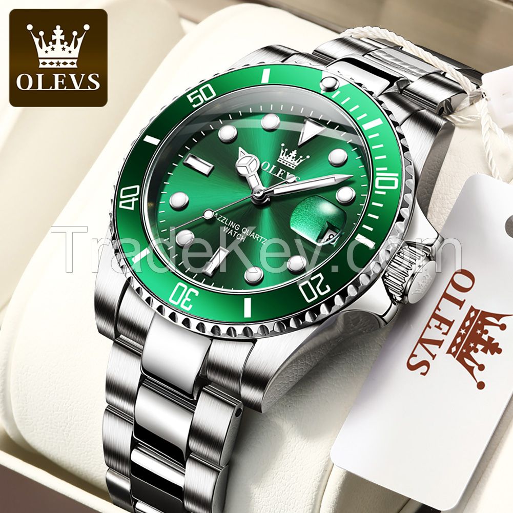 OLEVS 5885  Brand Menquartz  WristWatch  Week and Date Fashion Casual Mesh Strap Watch Boy's Alloy Case Clock