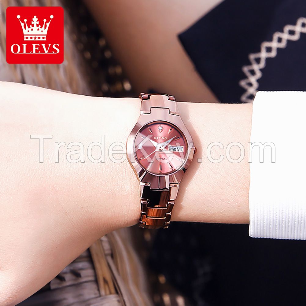 OLEVS 8697 Fashion Enthusiast Watch Women's Minimalist Diamond Quartz Watch Steel Band Alloy Case Date Clock