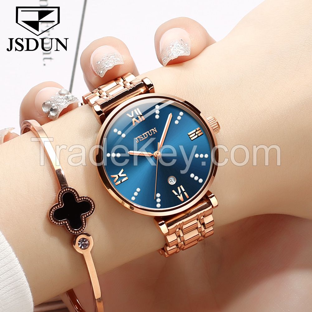 JSDUN 6533 Luxury brand Fashion Business Minimalist watch steel band movement quartz women's watch