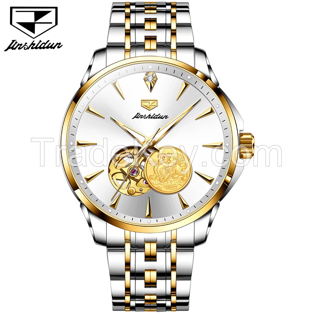 JSDUN 8913 Private Label New Design Luxury Mechanical Skeleton Silicone Hand Watch Men