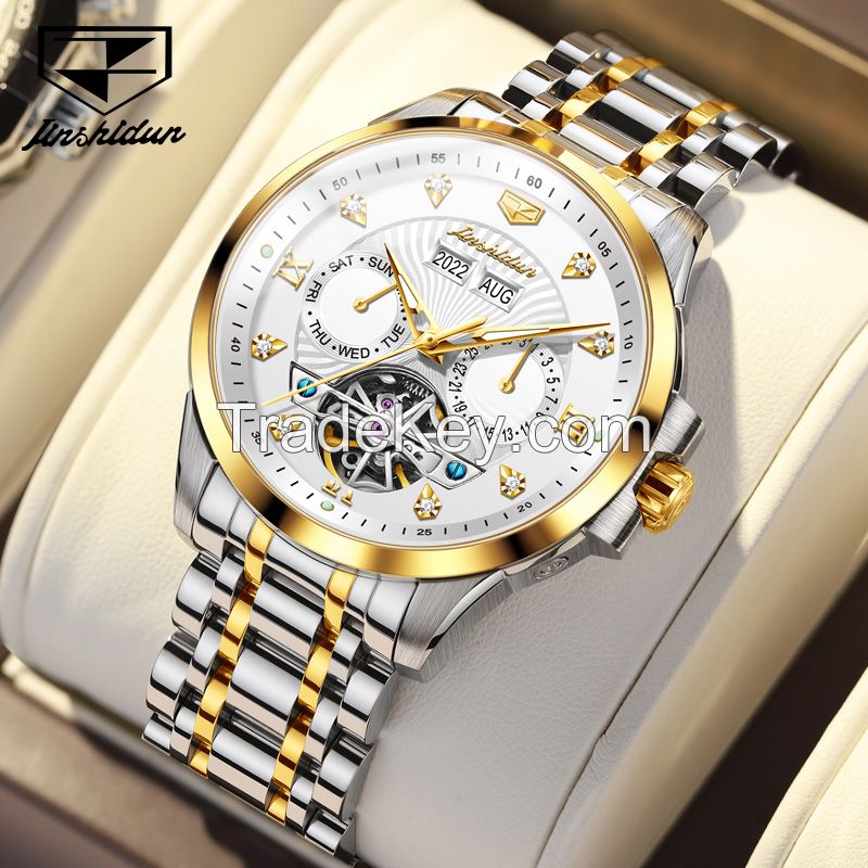 JSDUN 8911 self-wind male dress clock mens luxury mechanical watch brands full stainless steel watch for man