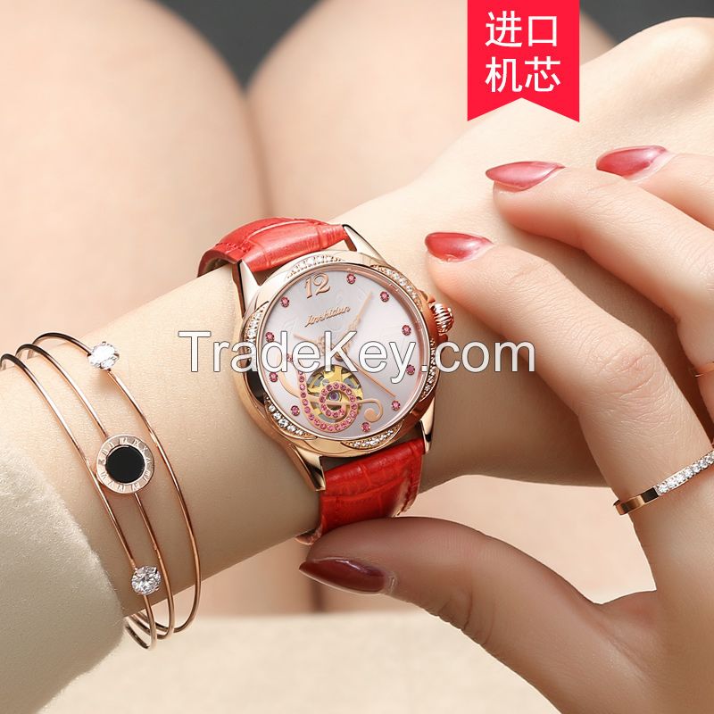 JSDUN 8820 Luxury Hollowed out Musical symbol diamond-encrusted classic Ceramic automatic mechanical women's watch