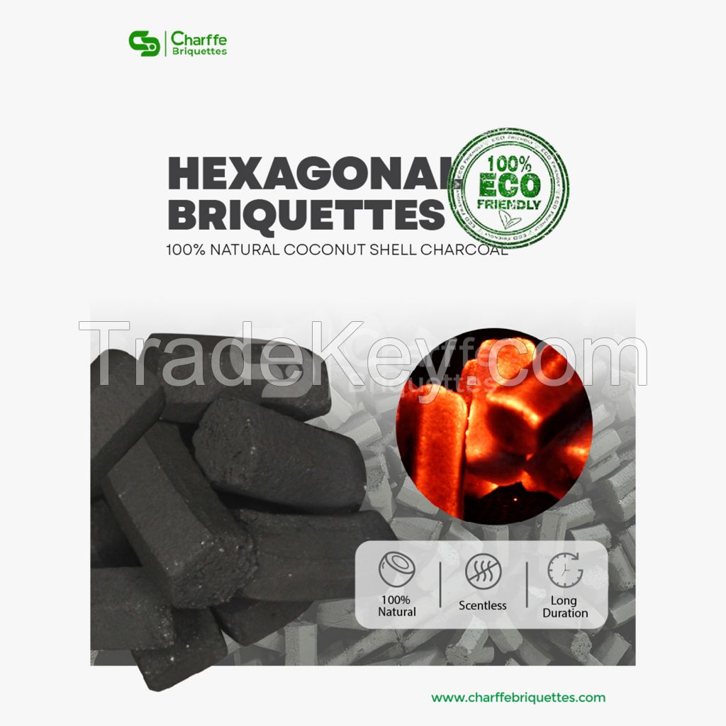 Hexagonal Coconut Shell Charcoal Briquettes
