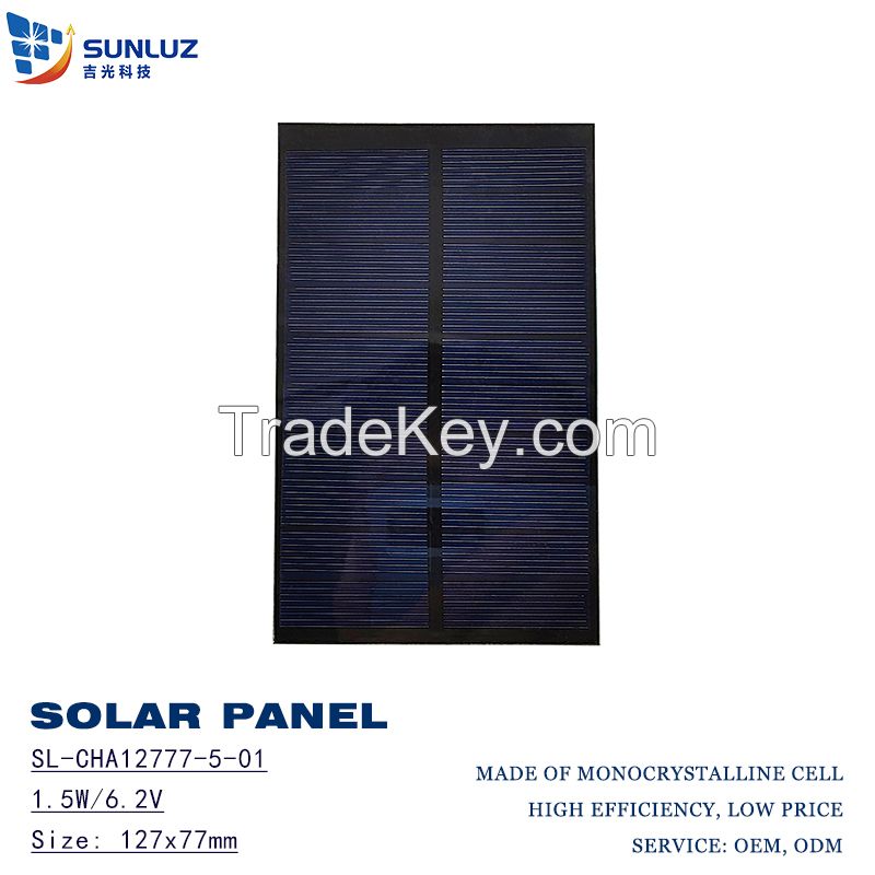 Mono Solar Panel, 1.5w, 5.0v, Monocrystalline Cell, 2.0 Pv Glass