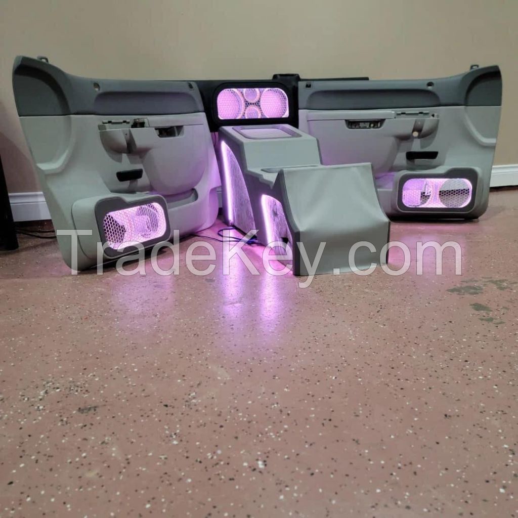 Chevy Silverado custom door panels and console with speakers 