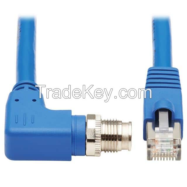 Circular 08 pos Male, Right Angle to RJ45, 8p8c Blue Round Shielded