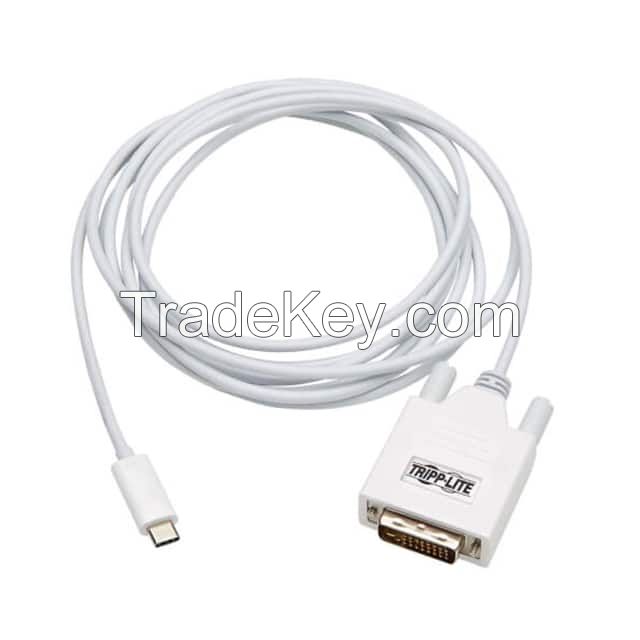 USB C Male Plug to DVI-D Dual Link, Male White Round Unshielded