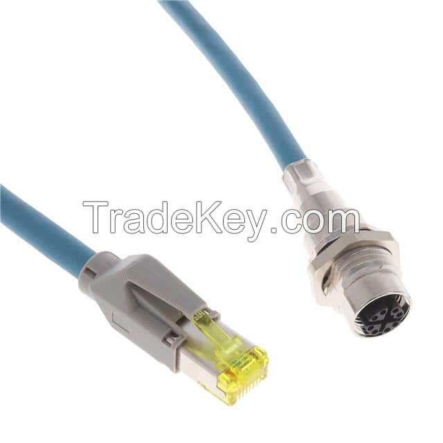 Circular 08 pos Female to RJ45, 8p8c Blue Round Unshielded