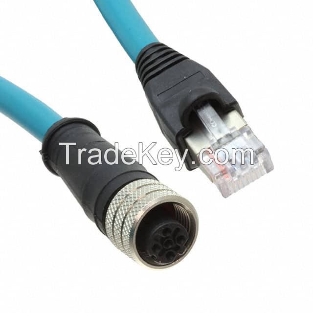 Circular 04 pos Female to RJ45, 8p4c Teal Round Unshielded