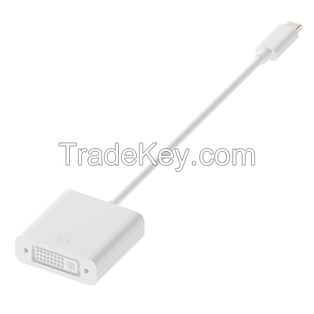 DVI-D Dual Link, Female to USB C Male Plug 3.1 White Round Unshielded