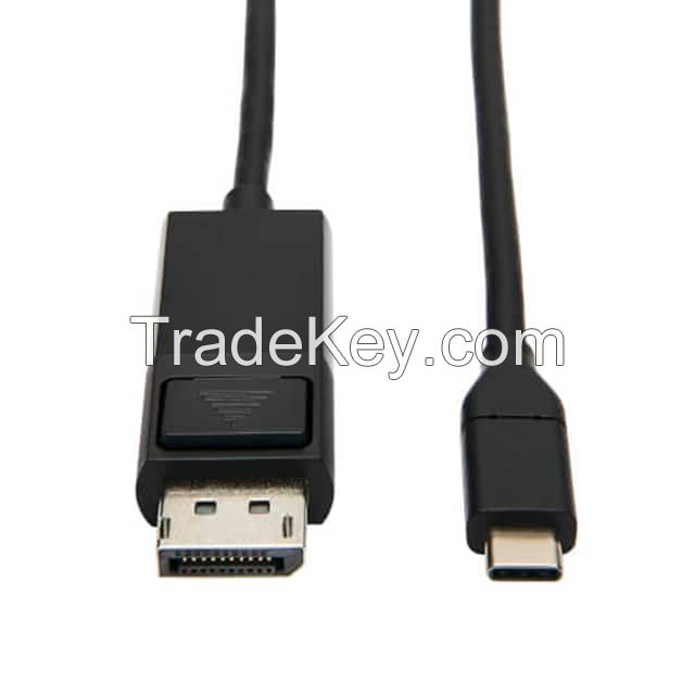USB C Male Plug 3.1 to DisplayPort Male Black Round Unshielded