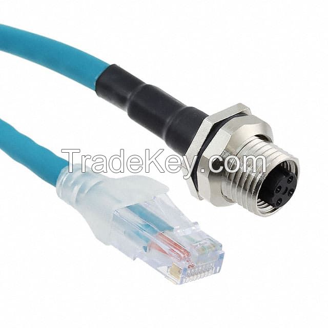 Circular 04 pos Female to RJ45, 8p4c Blue Round Unshielded